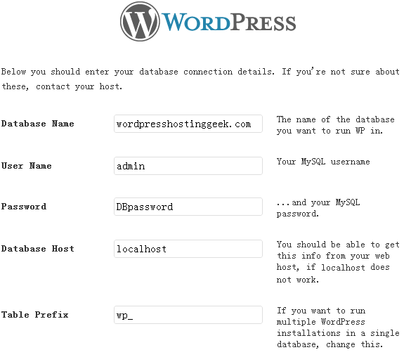 wordpress config